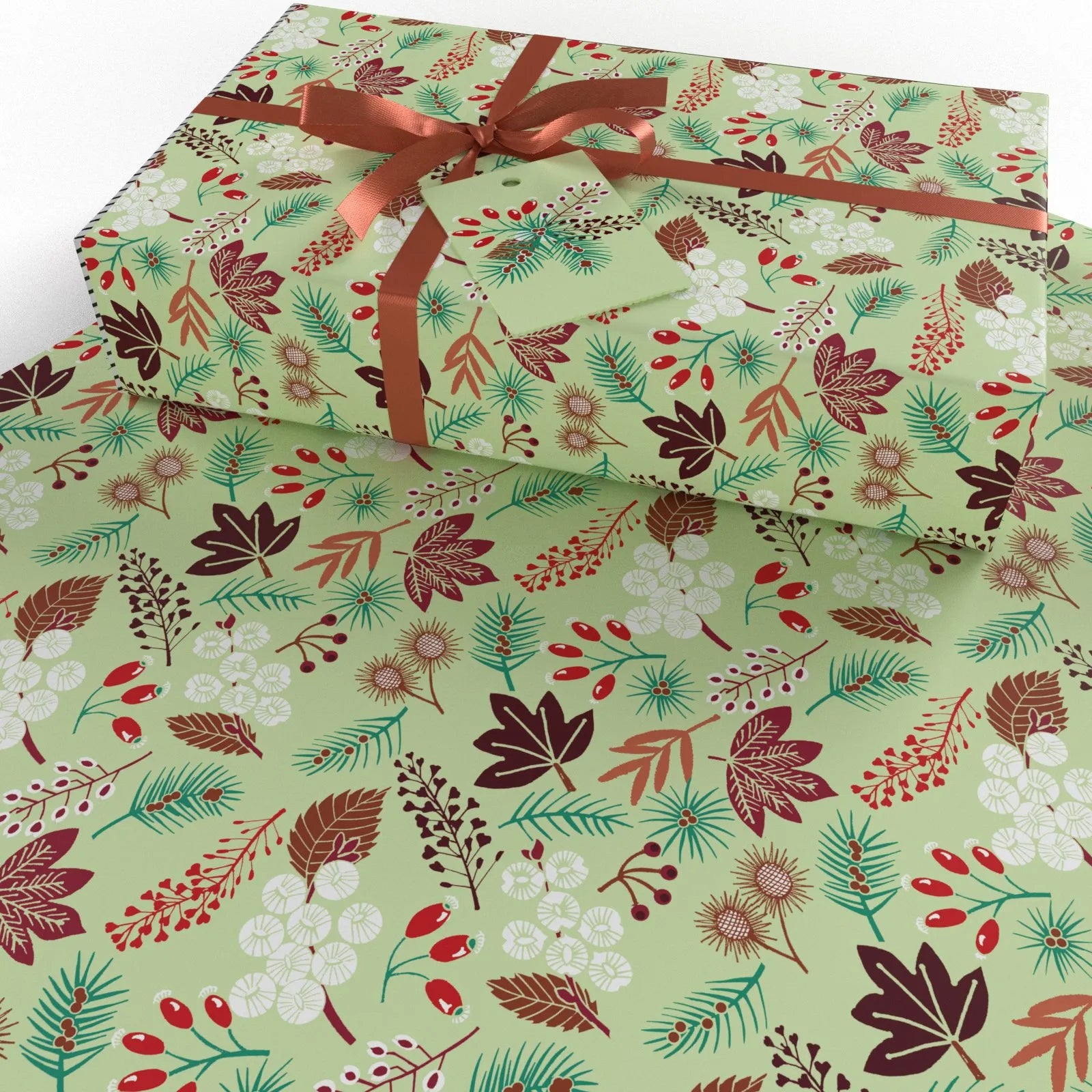 Christmas Brown Ten Pack Recycled Wrapping Paper by Kate Heiss