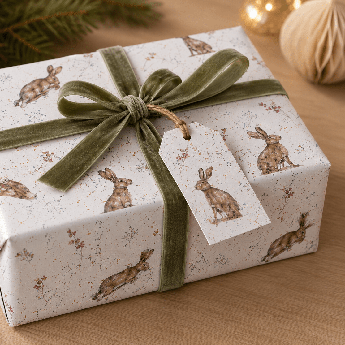 Hare Wrapping Paper Illustrated by Meg Hawkins - 6 Sheets