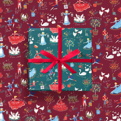 12 Days of Christmas Wrapping Paper - 6 Sheets