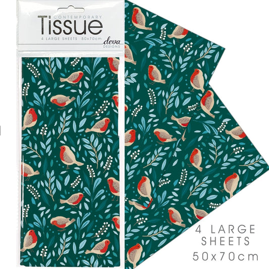 Folksy Robin Tissue Paper - 4 Sheets