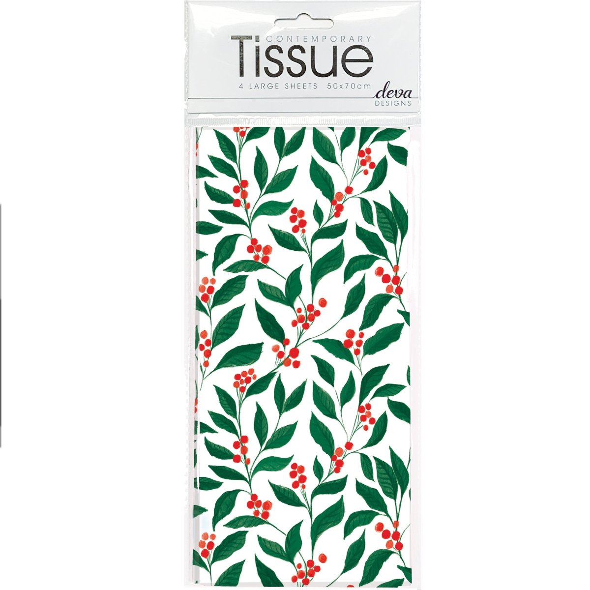 Red Berry Foliage Tissue Paper - 4 Sheets