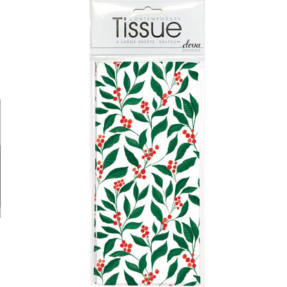 Red Berry Foliage Tissue Paper - 4 Sheets