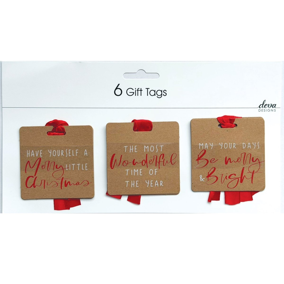Christmas Caption Trio Gift Tags - 6 Pack