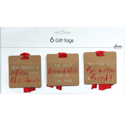 Christmas Caption Trio Gift Tags - 6 Pack