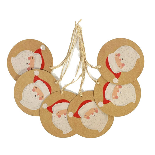 Cute Santa Craft Gift Tags - 6 Pack