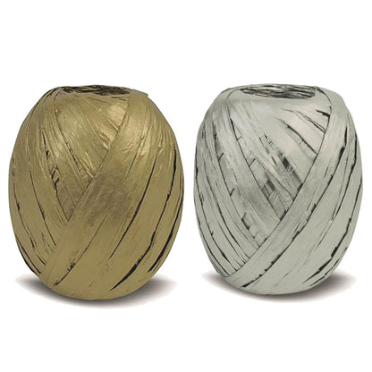 Silver and Gold Raffia Ribbon Duo
