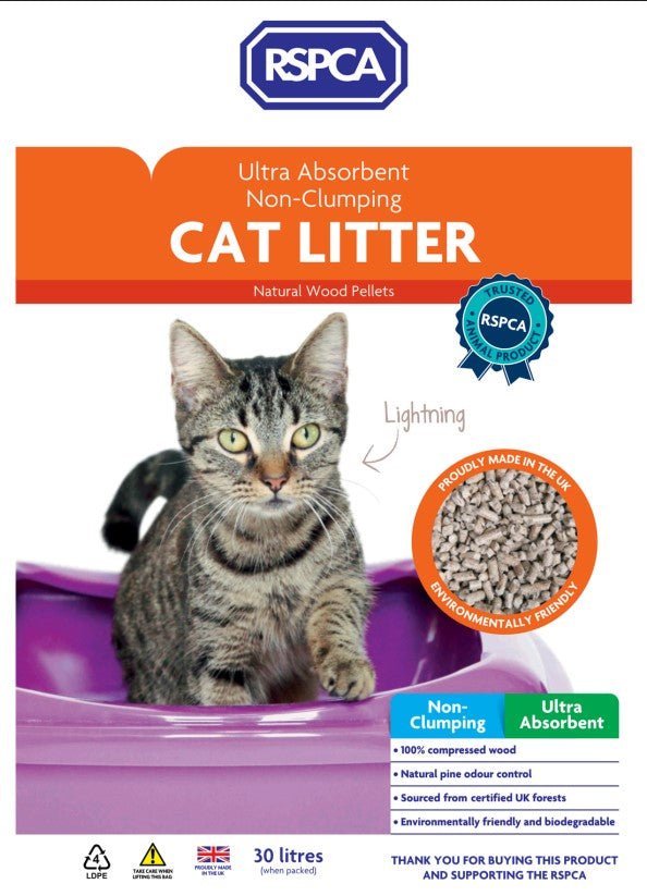 RSPCA Ultra Absorbent Non - Clumping Cat Litter, 30 litres (plain sack)
