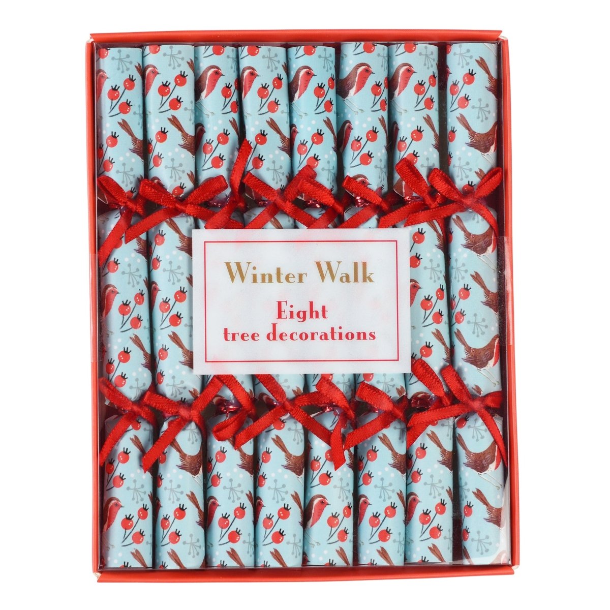 Winter Walk Mini Christmas Cracker Tree Decorations - 8 Pack