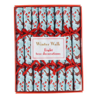 Winter Walk Mini Christmas Cracker Tree Decorations - 8 Pack