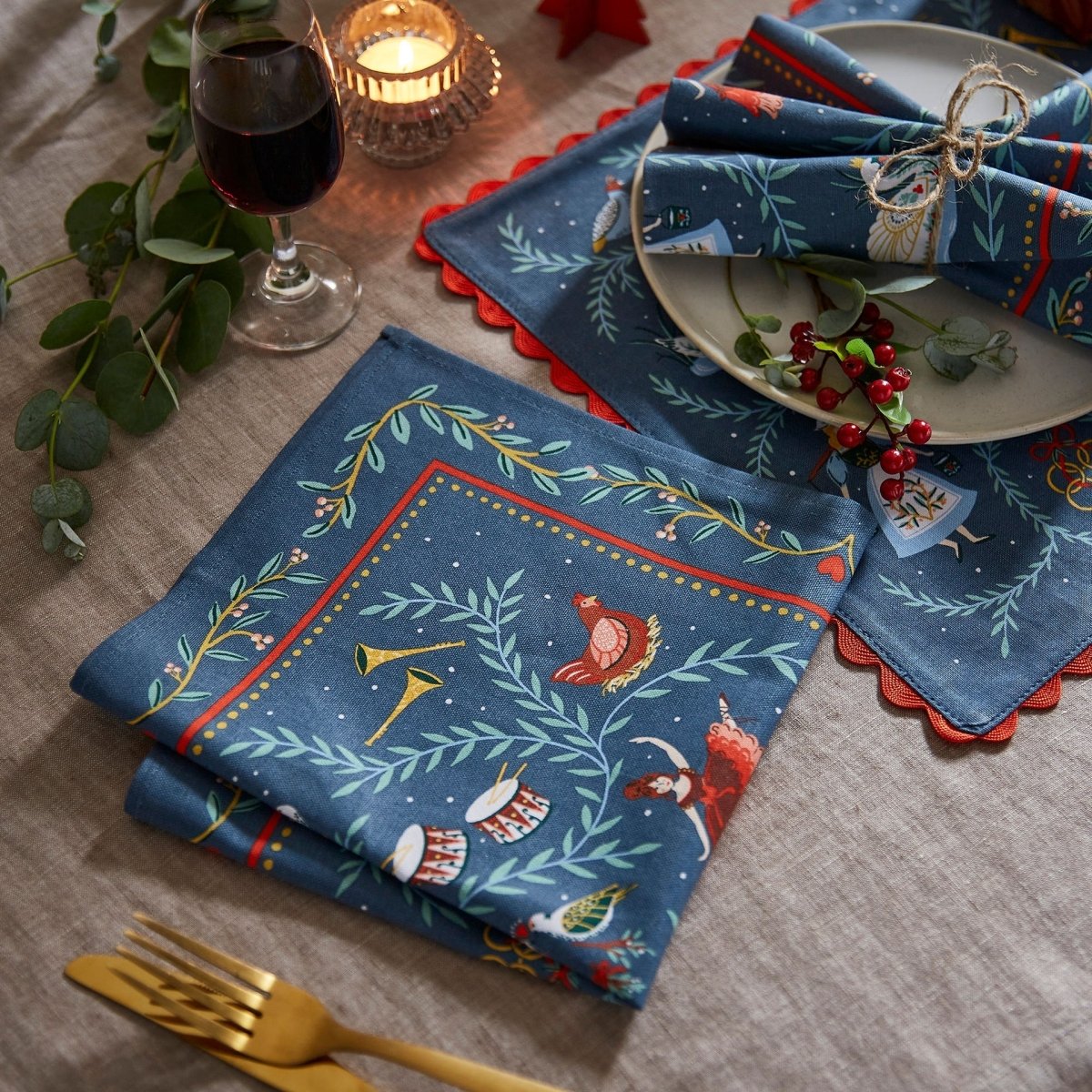 12 Days of Christmas Cotton Placemats (Set of 2)
