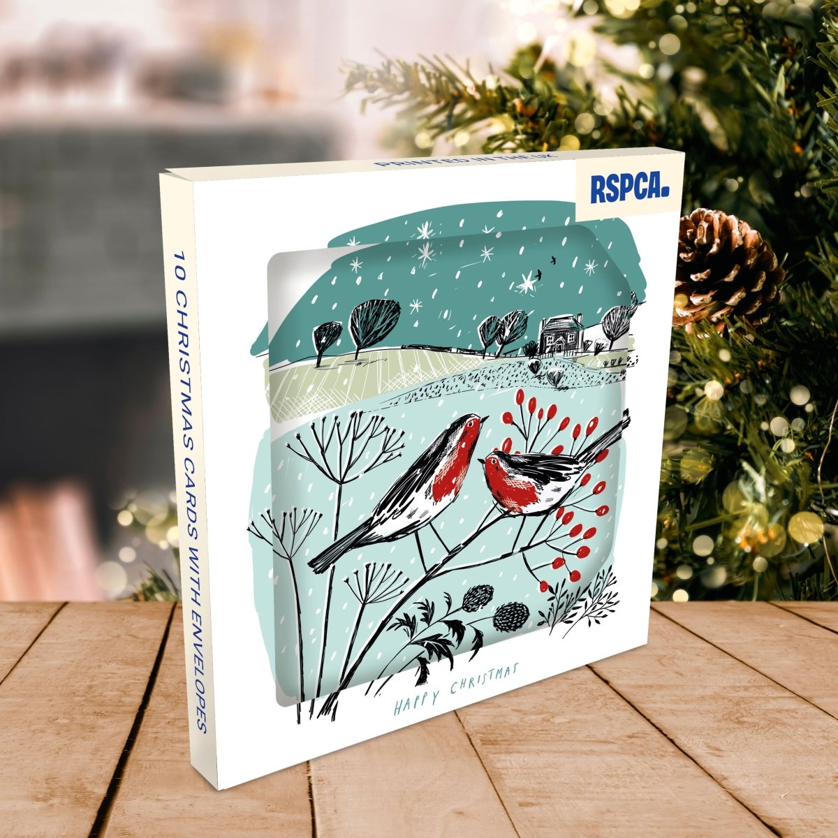 RSPCA Christmas Cards Robins in the Hedgerow