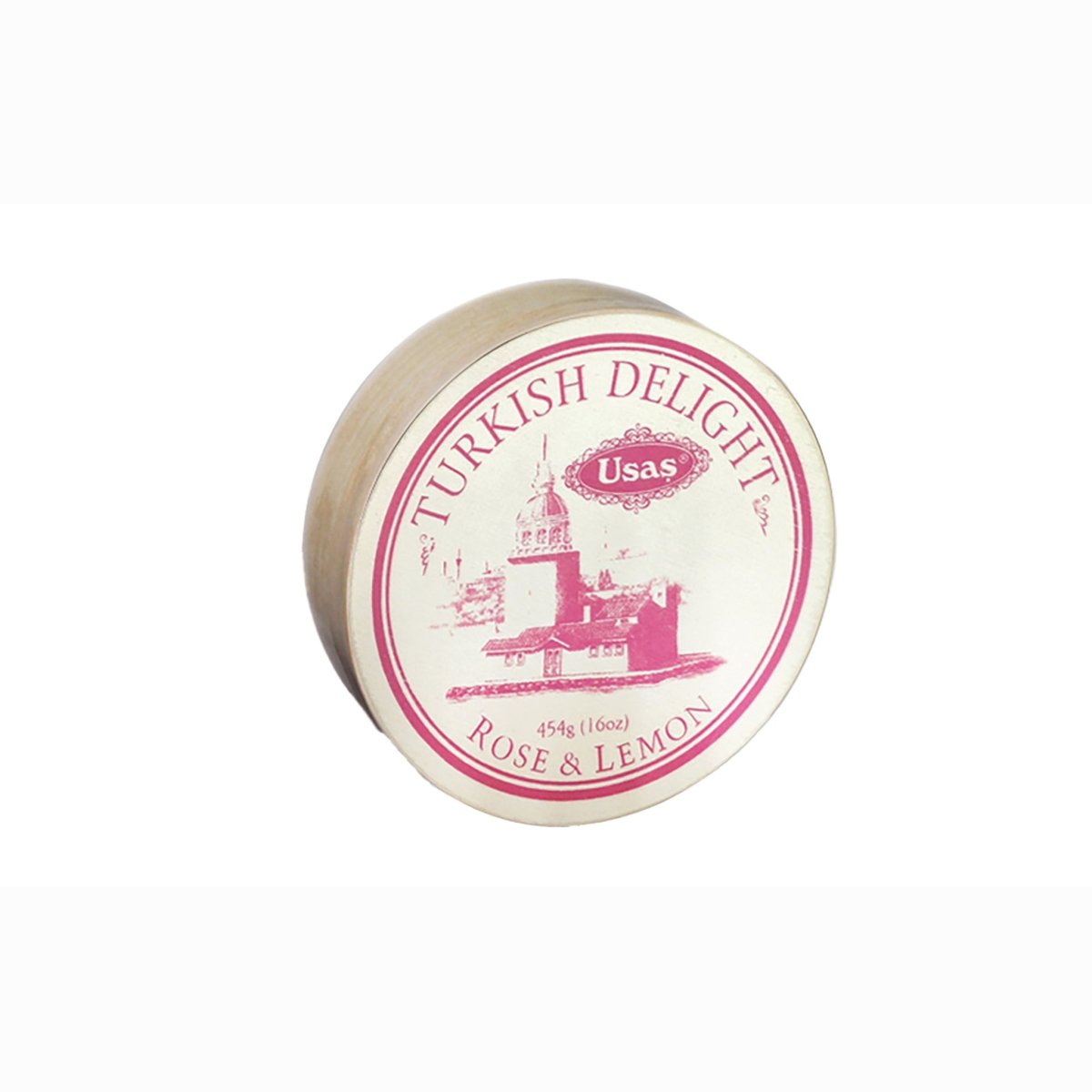 Usas Rose & Lemon Turkish Delight in Wooden Drum