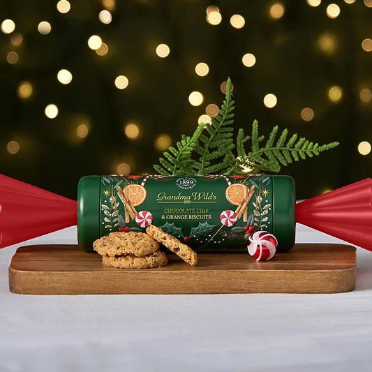 Christmas Cracker Tin with Chocolate Chip & Orange Biscuits