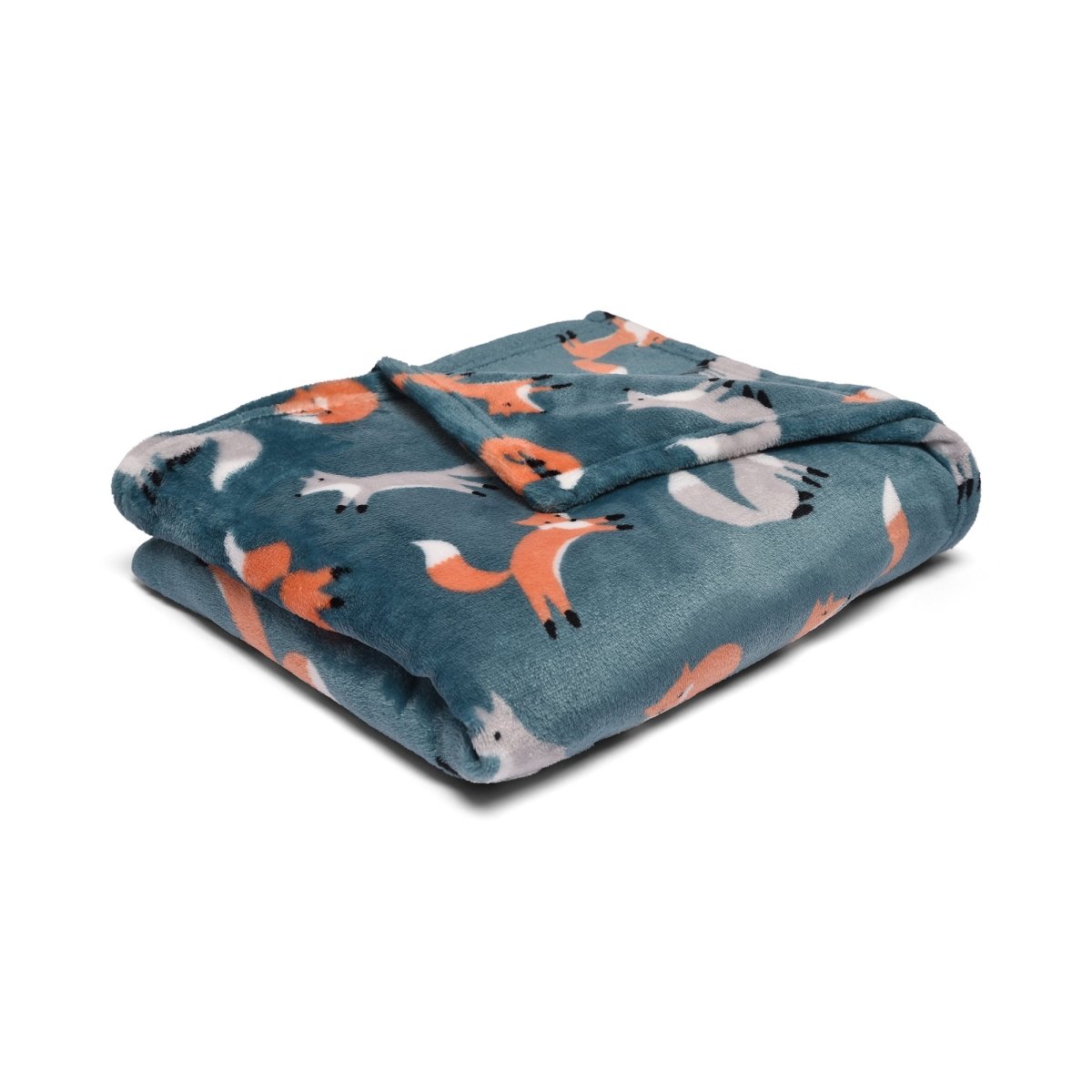 Foraging Fox Teal Throw 120x150cm