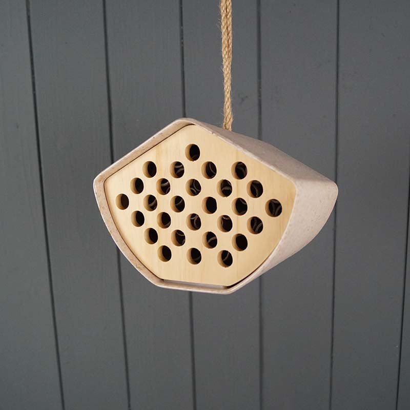 Earthy Natural/Anthracite Bamboo 2 - tone Hanging Bird Feeder