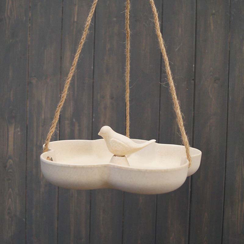 Earthy Natural Bamboo Hanging Bird Bath/Feeder