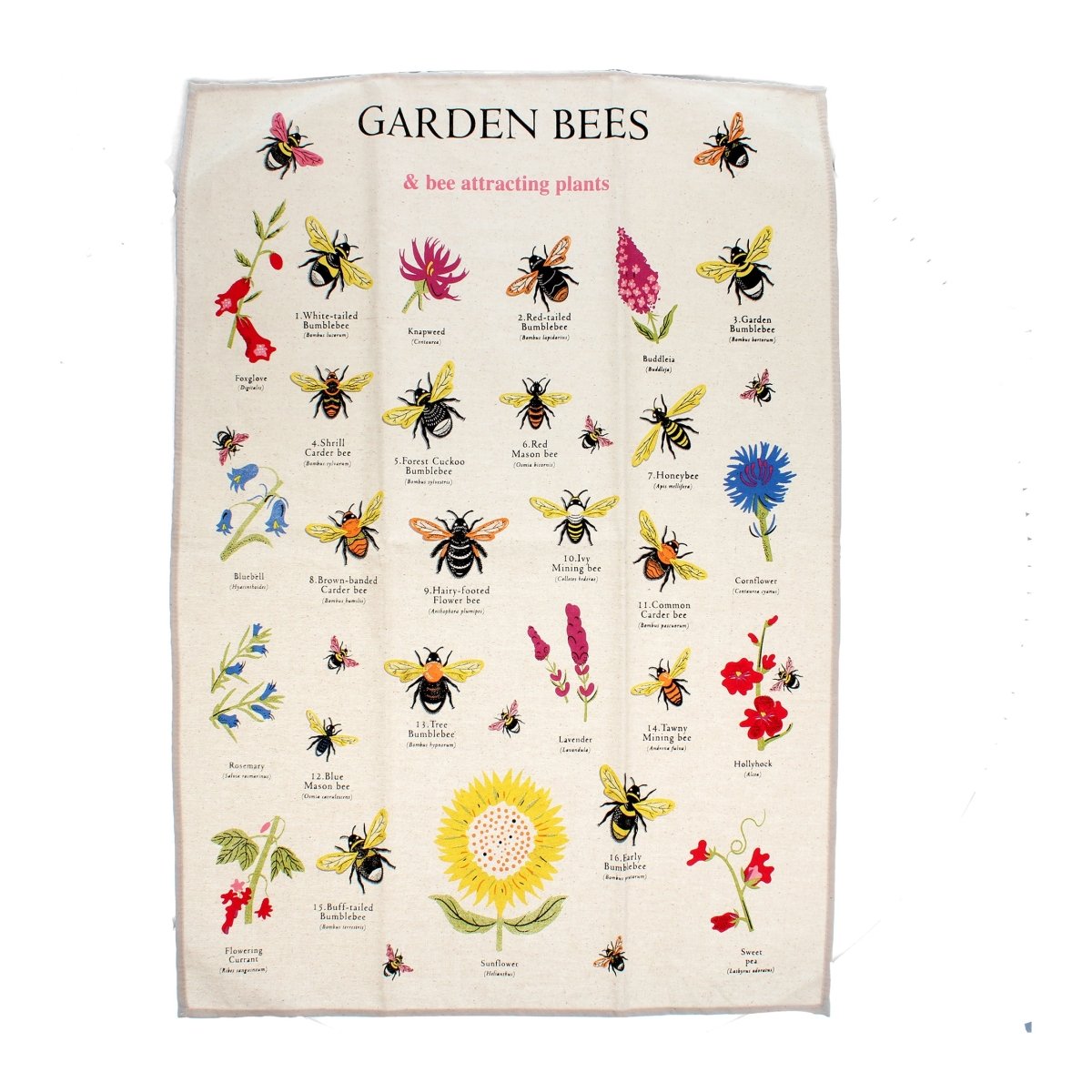 Garden Bees Tea Towel