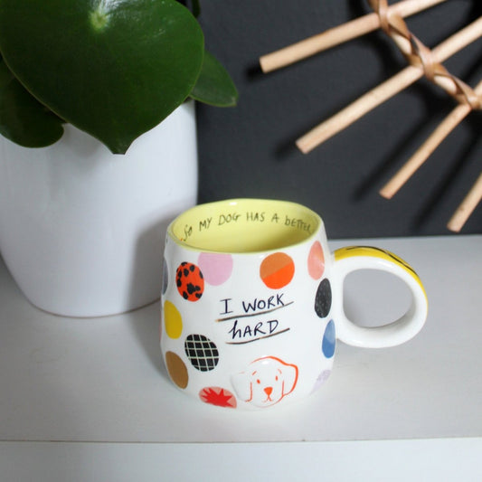 Small Talk 'I Work Hard' Dog Cup