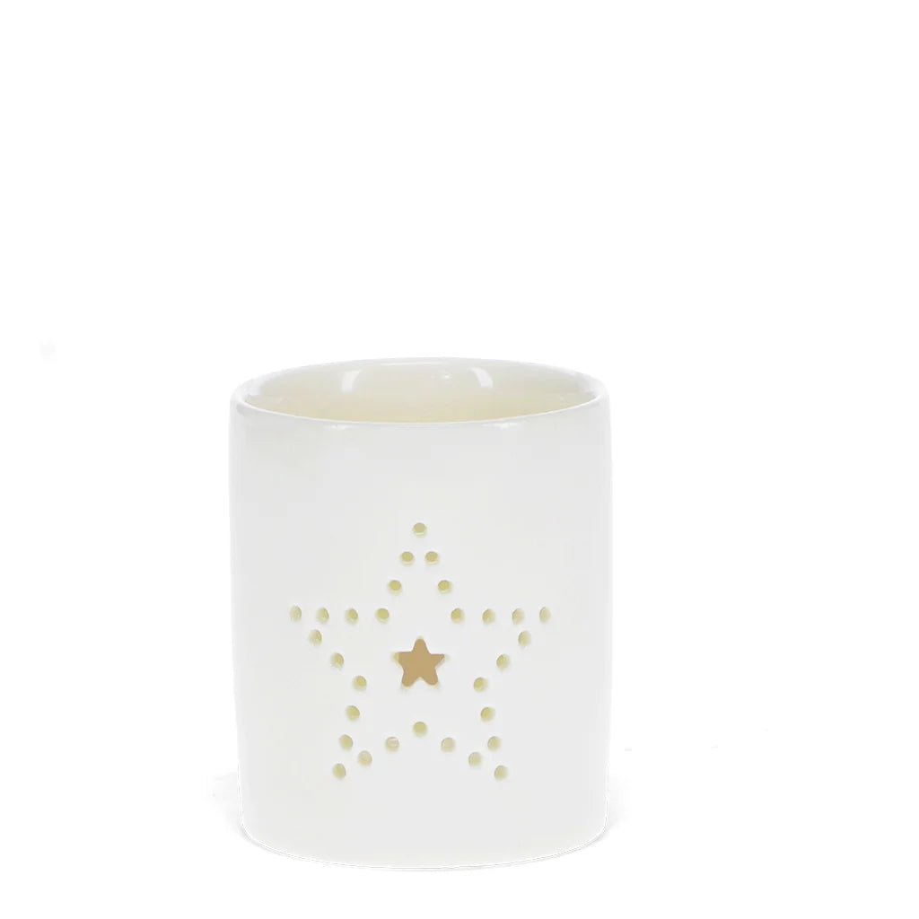 Star Design Glossy Ceramic Tealight Holder