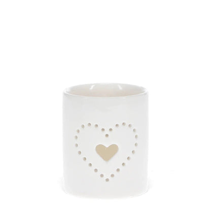 Heart Design Glossy Ceramic Tealight Holder