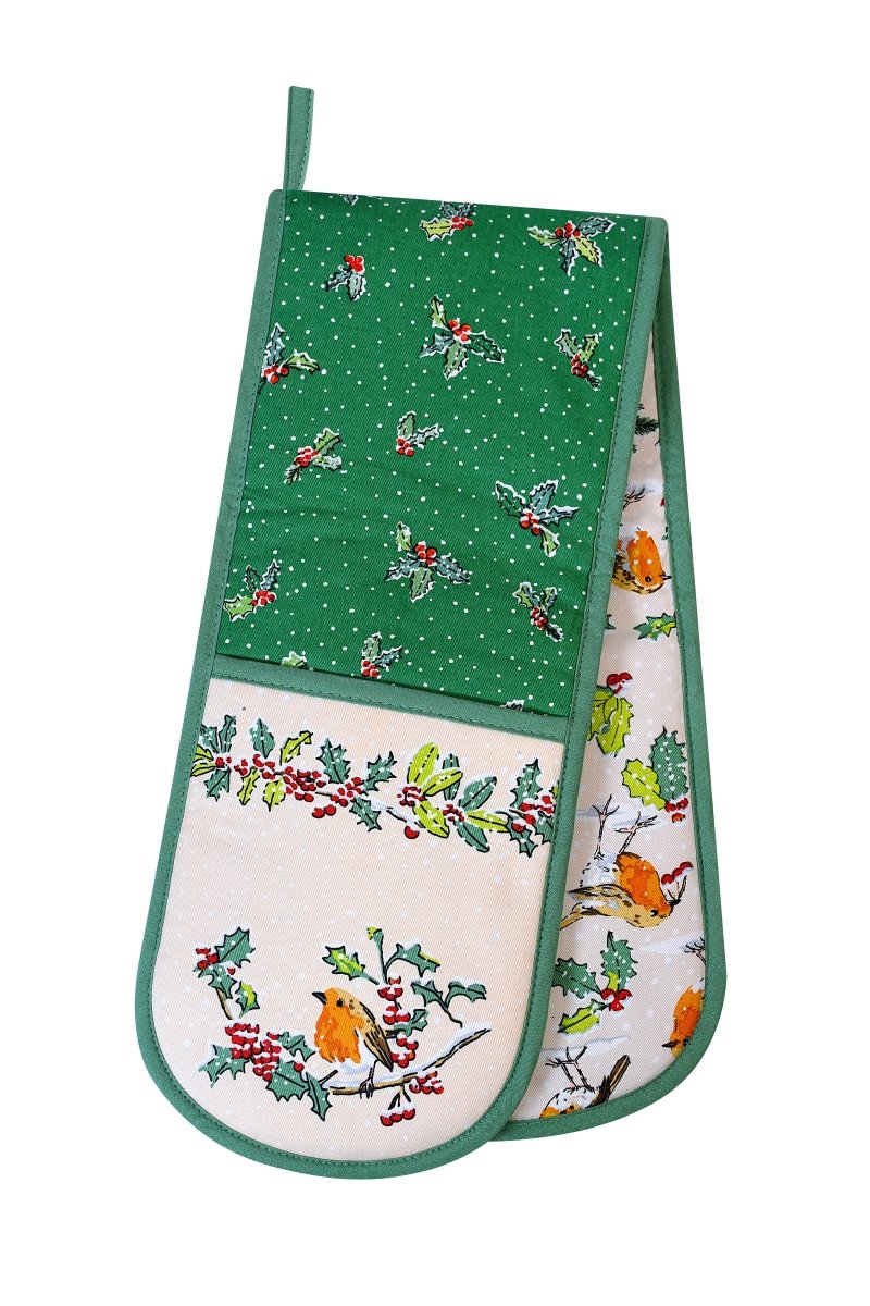 Christmas Robins Double Oven Glove