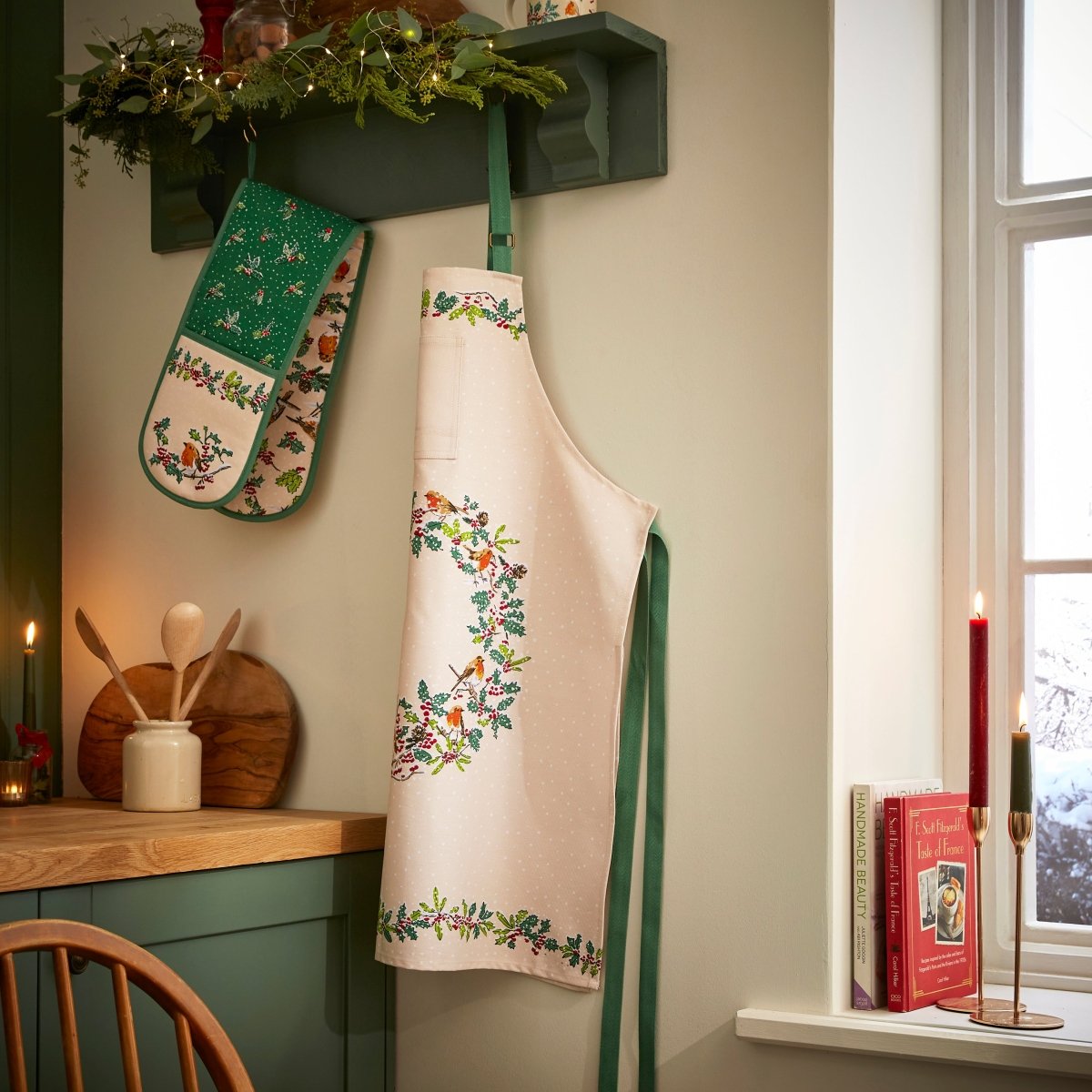 Christmas Robins Cotton Apron