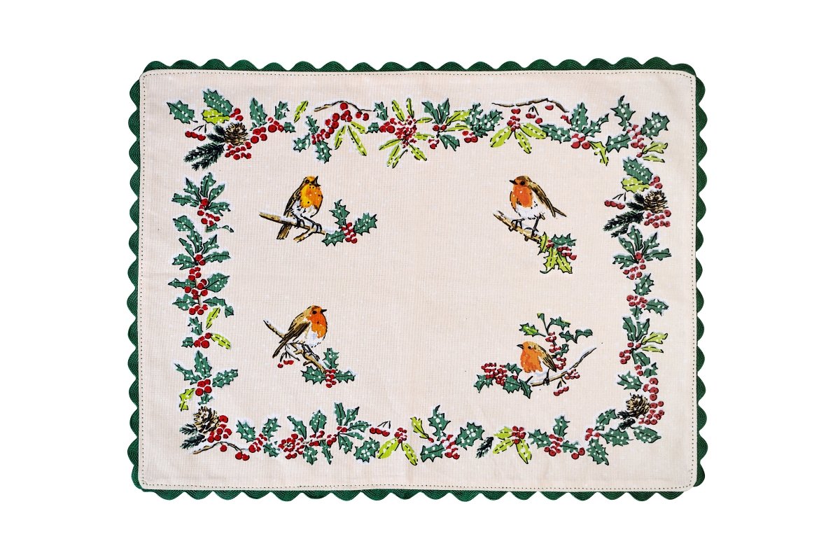 Christmas Robins Cotton Placemat - 2 Pack