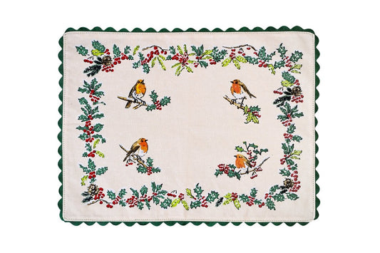 Christmas Robins Cotton Placemat - 2 Pack