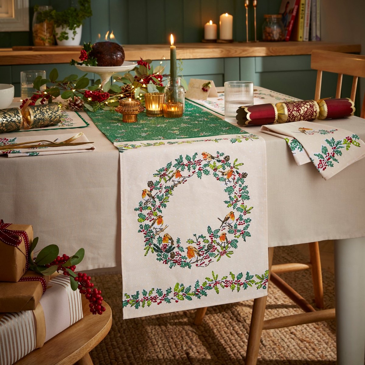 Christmas Robins Cotton Placemat - 2 Pack