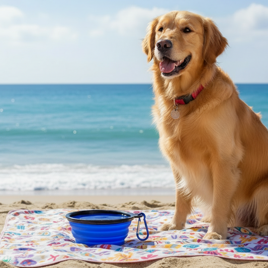 Collapsible Silicone Dog Bowl 350ml - Blue