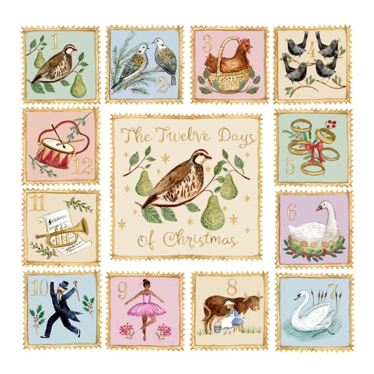 12 Days of Christmas Stamps RSPCA Charity Christmas Cards 2025 10 pack