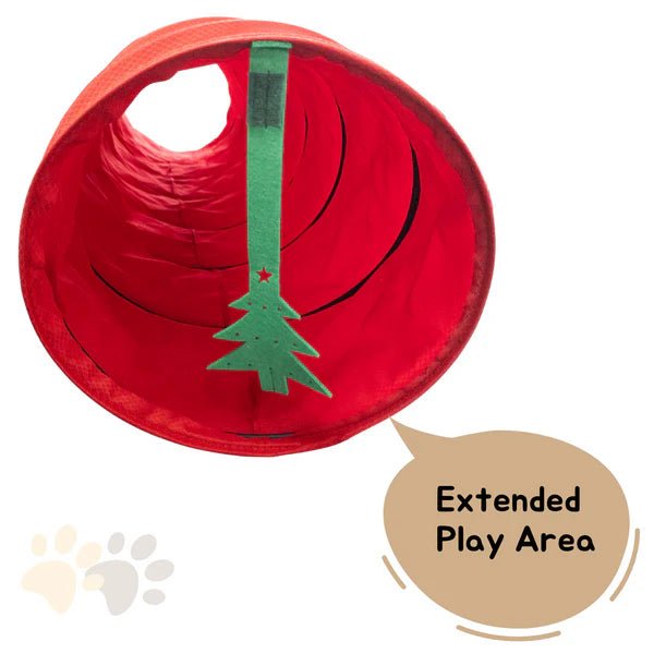 MyMeow Red Christmas Tree Cat Tunnel