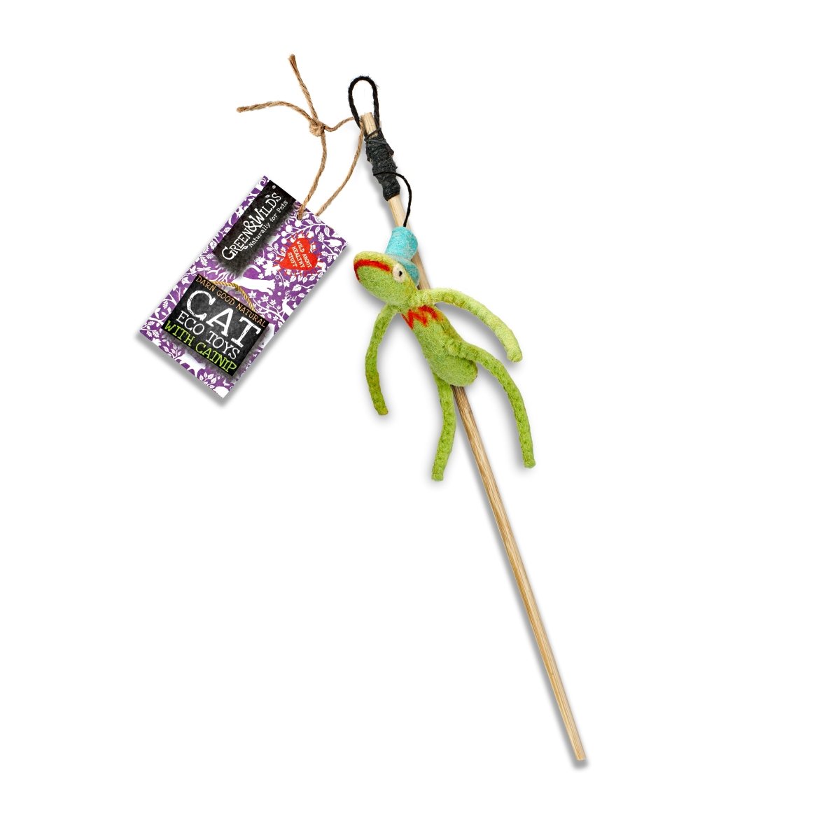 Freddy Froglegs Teaser Wand, Eco Cat Toy with Catnip