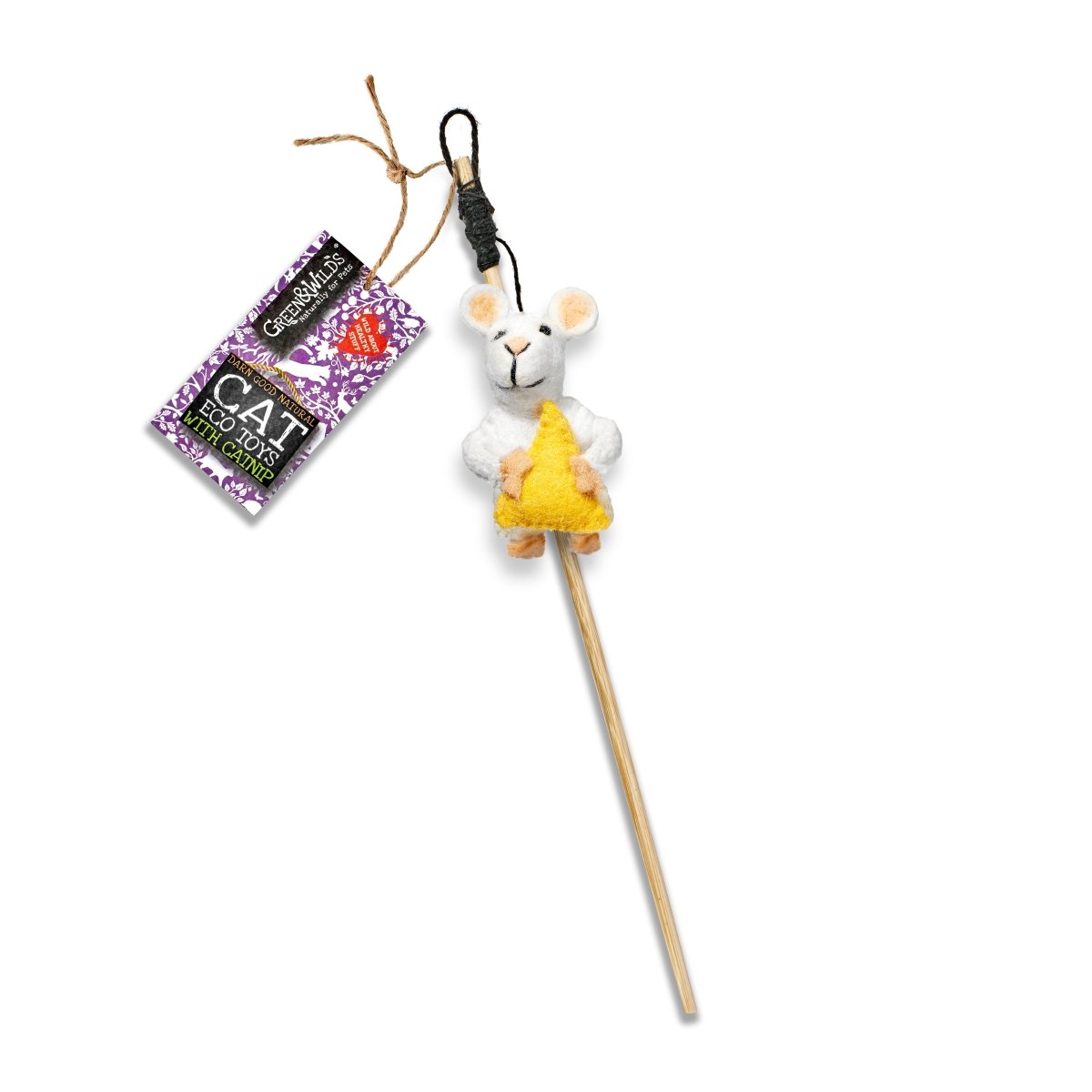Monty Jack Mouse Teaser Wand - Eco Cat Toy with Catnip