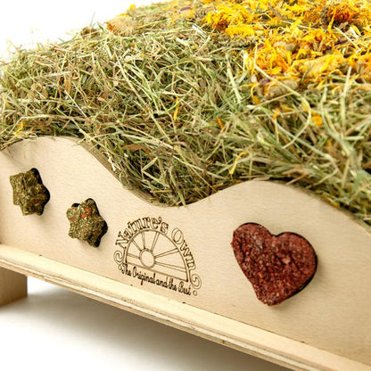 Wooden Hay Feeder (with 5 - a - Day Hay and Treats)