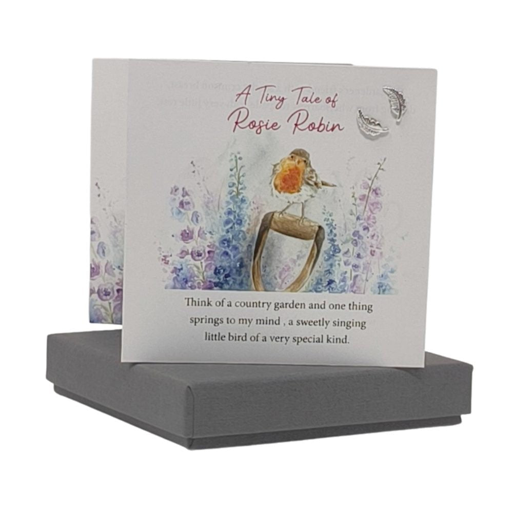 Tiny Tale of Rosie Robin Extending Card with Silver Earrings