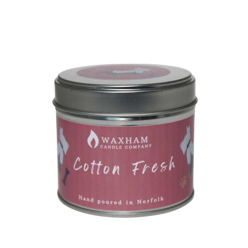 Cotton Fresh Dogs Candle Tin by Waxham Candel Company