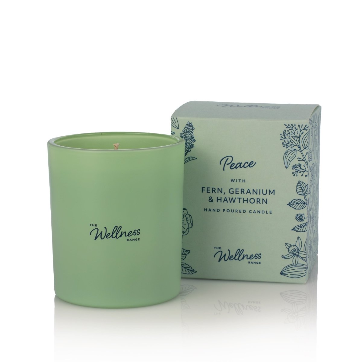 'Peace' Glass Candle with Fern, Geranium & Hawthorn