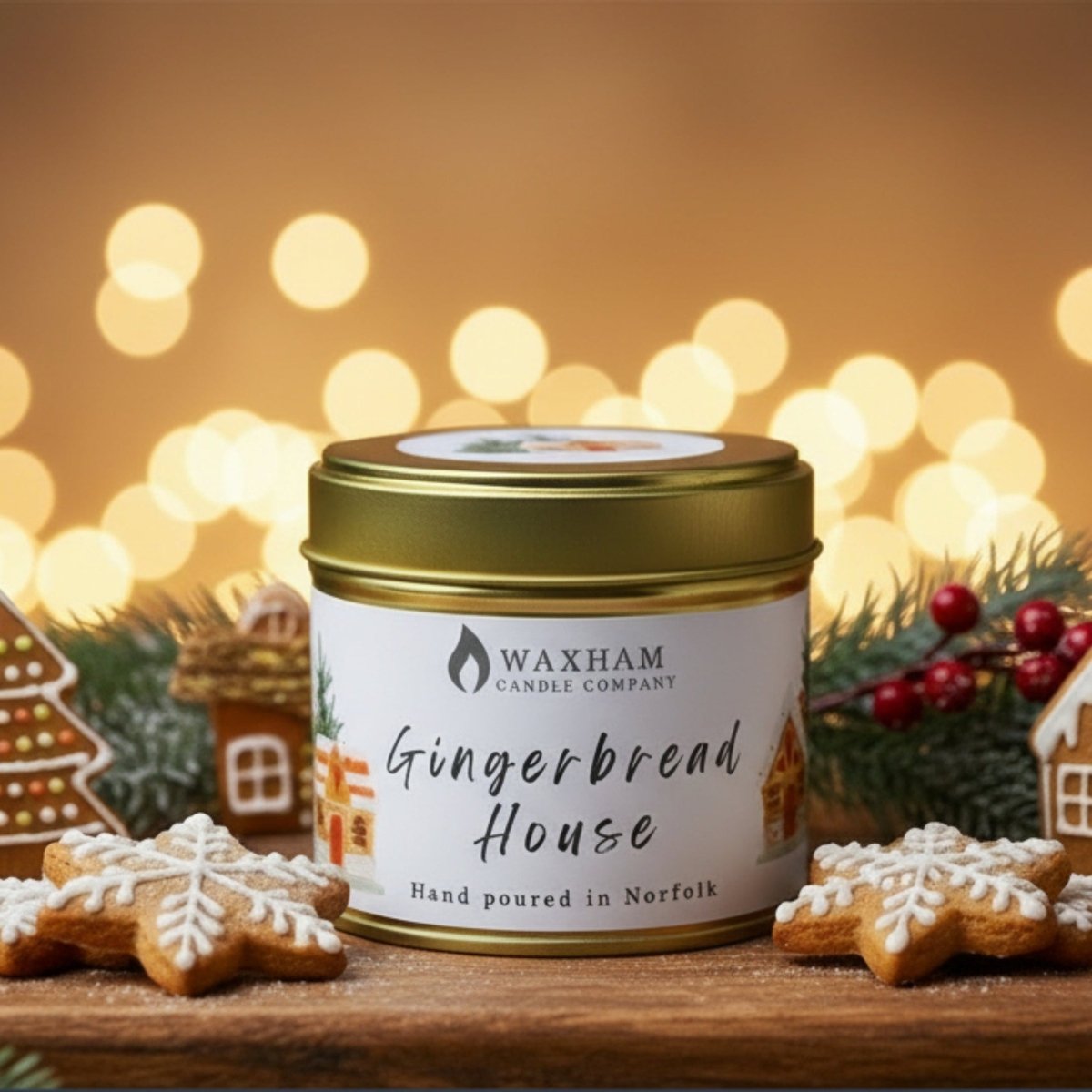 Gingerbread House Candle Tin by Waxham Candle Company