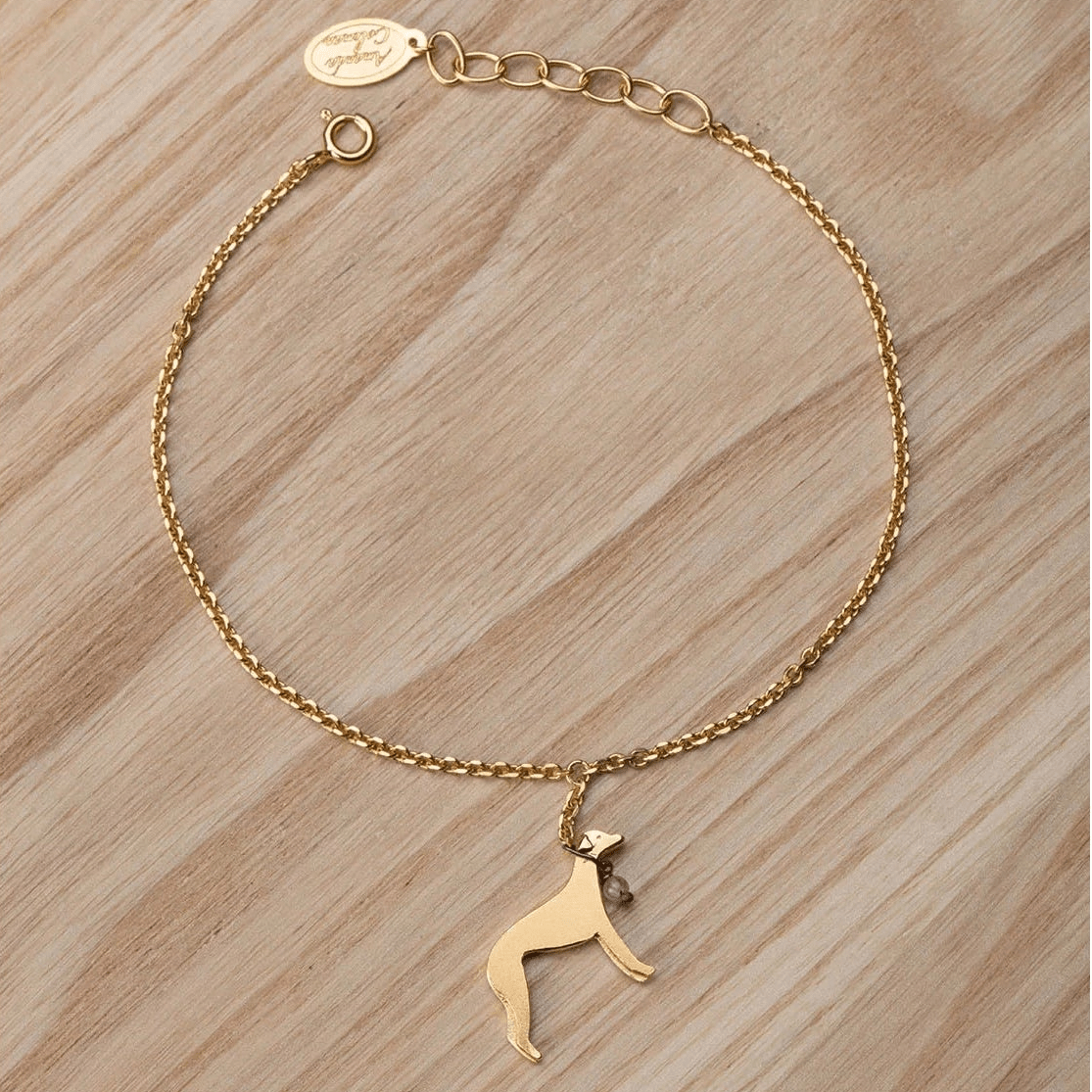 Amanda Coleman Gold Whippet on a Lead Bracelet