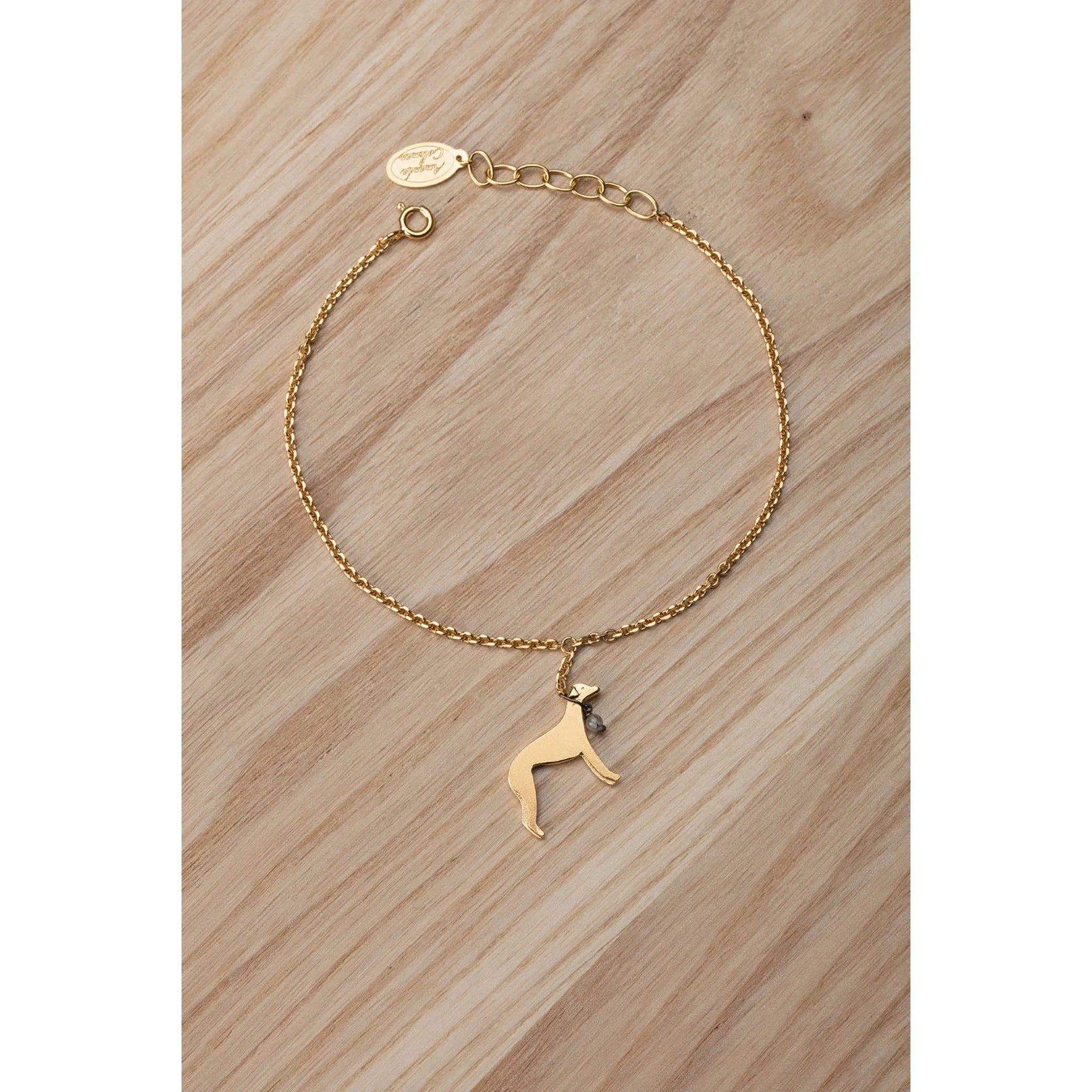 Amanda Coleman Gold Whippet on a Lead Bracelet