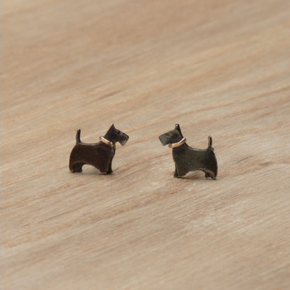 Amanda Coleman Black Scottie Dog Stud Earrings