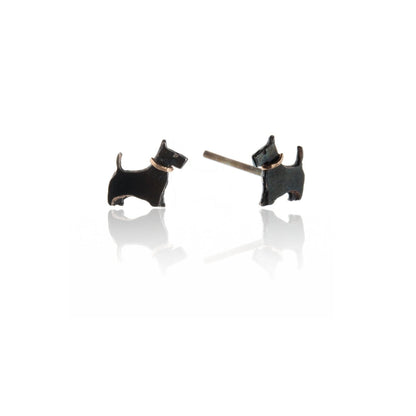 Amanda Coleman Black Scottie Dog Stud Earrings