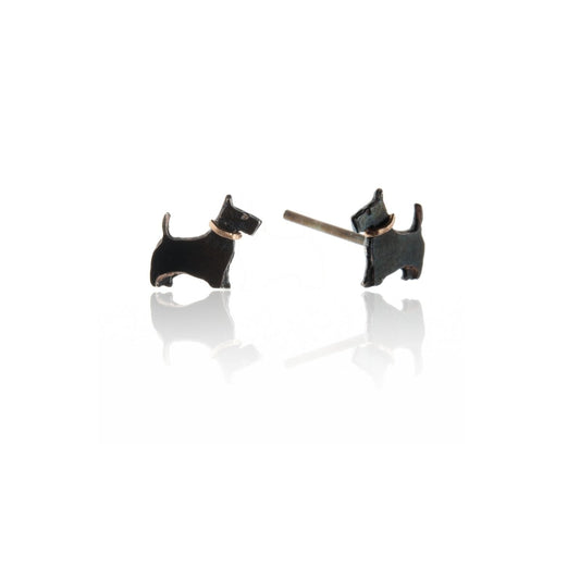 Amanda Coleman Black Scottie Dog Stud Earrings
