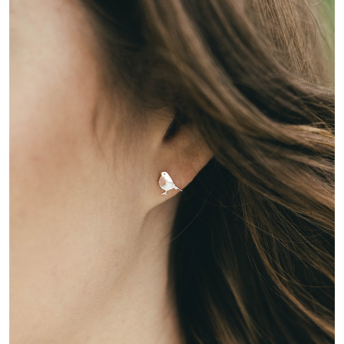 Amanda Coleman Silver Robin Stud Earrings