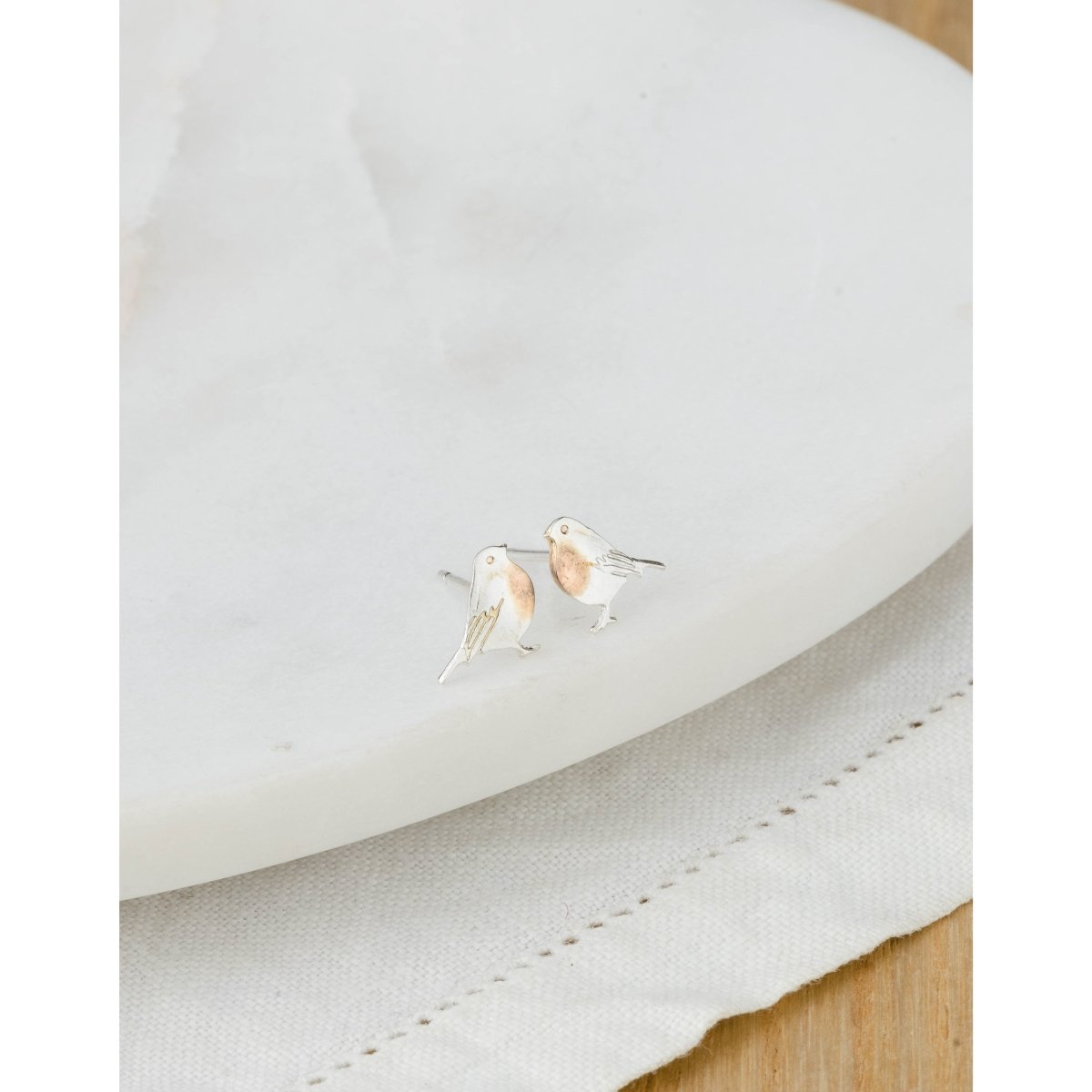 Amanda Coleman Silver Robin Stud Earrings