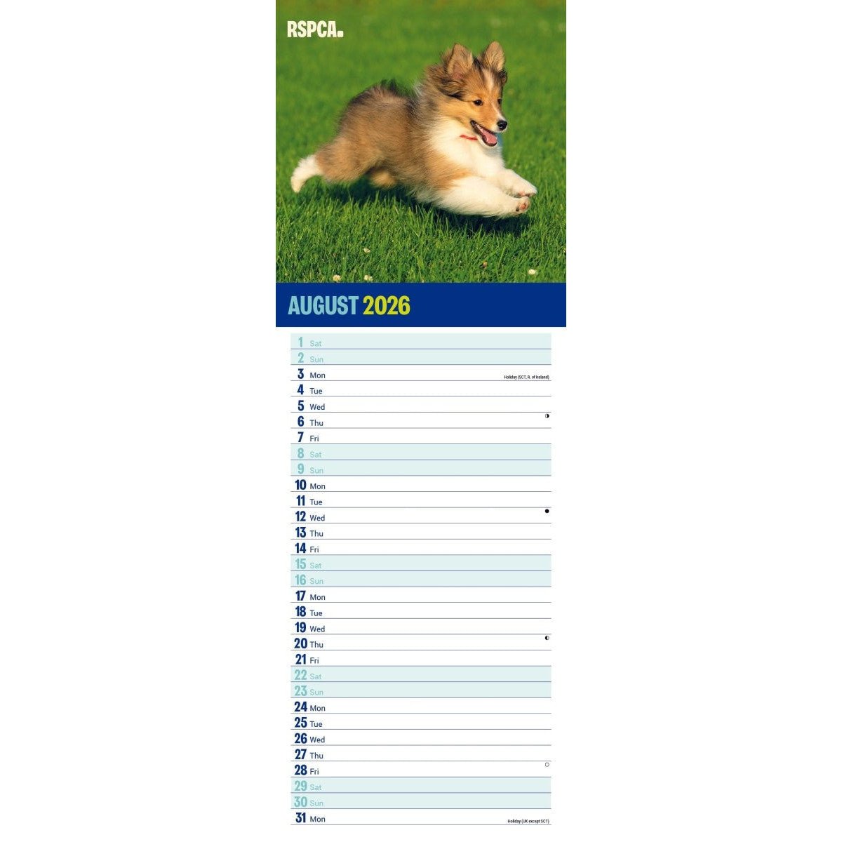 RSPCA I love Puppies Slim 12 Month Calendar 2026