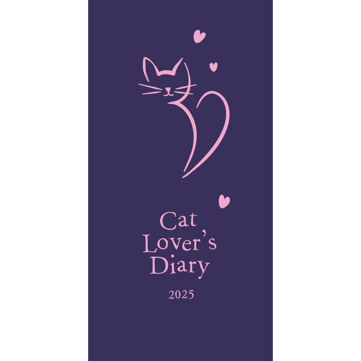 The cover of the Cat Lover's Diary, purple with a pink illustration of a cat.