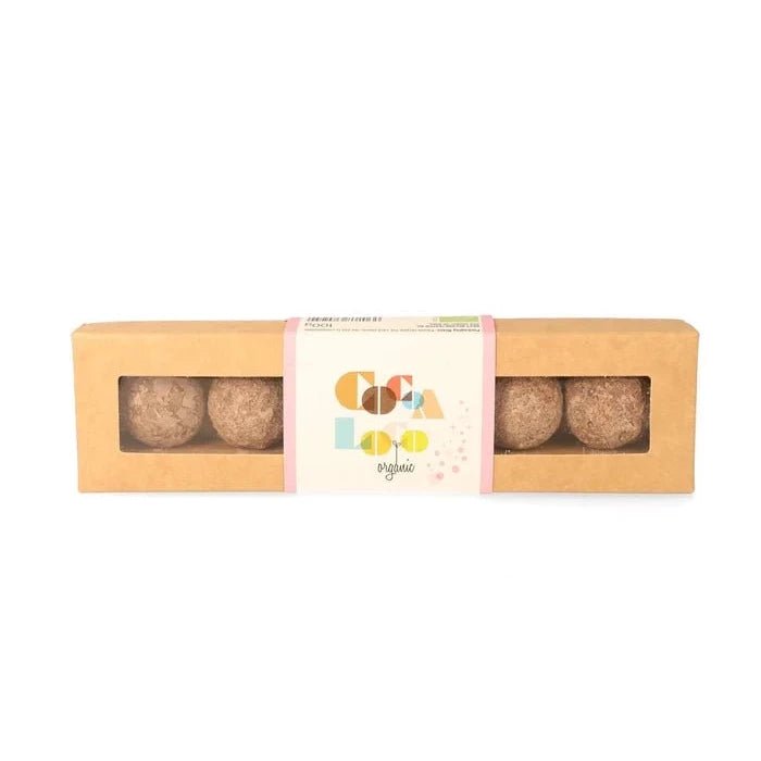 A box of Cocoa Loco Milk Chocolate Champagne Truffles on a white background.