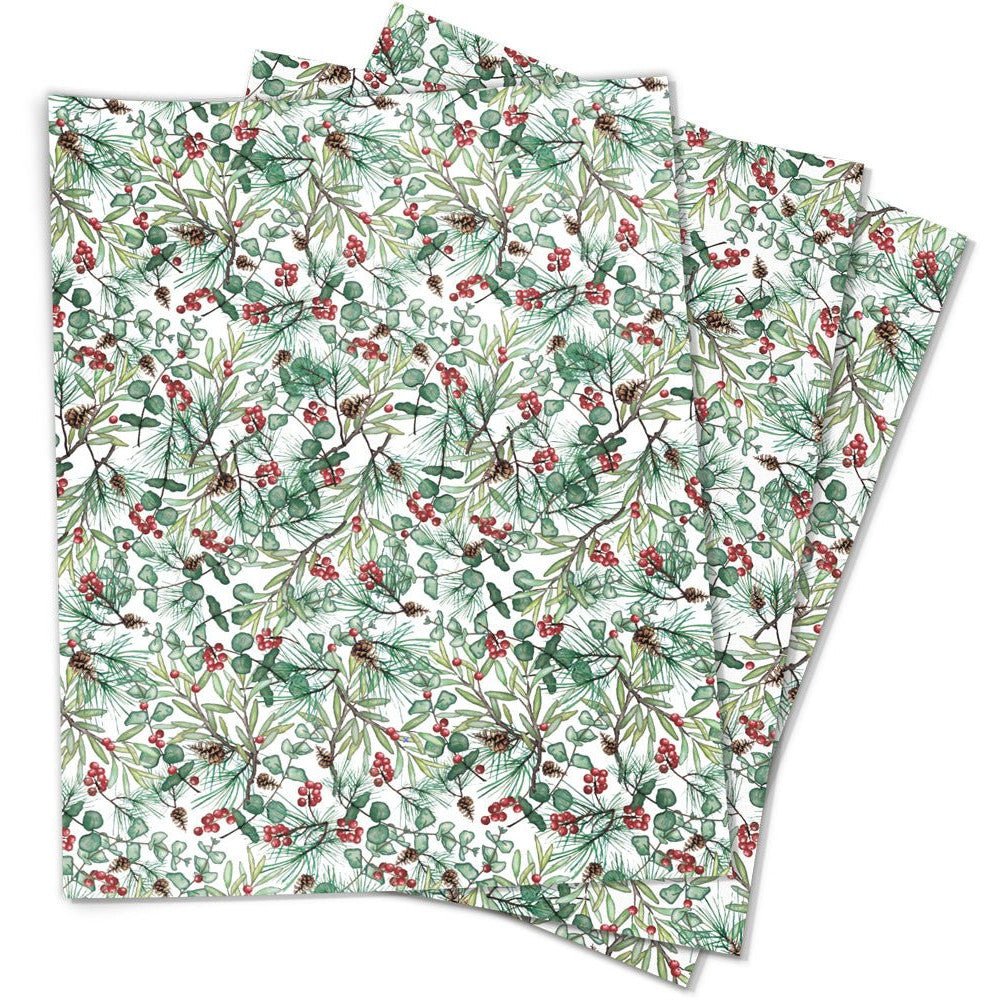 Christmas Sprig 50cm x 70cm Flat Wrap (Tube of 25pc)